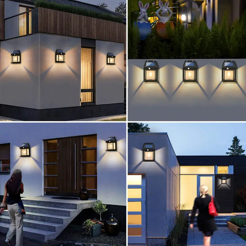 Pack 2 Focos Solar Exterior Muro Sensor 3 Modos