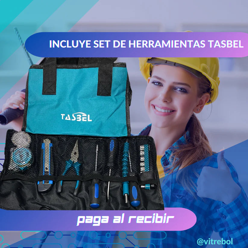 Taladro + Set Herramientas Tasbel