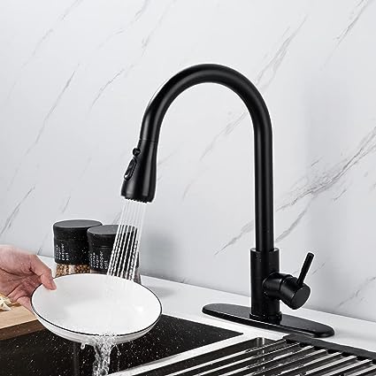 Grifo de cocina de una sola manija con rociador extraíble moderno de arco alto extraíble Grifos de fregadero de cocina
