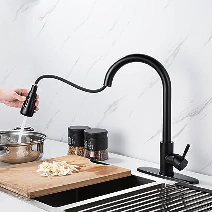 Grifo de cocina de una sola manija con rociador extraíble moderno de arco alto extraíble Grifos de fregadero de cocina