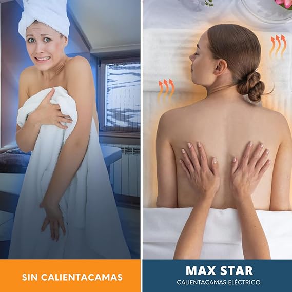 Max Star Calienta Camas Electrico Doble 160 x 140cm 3 Niveles de Calor 60W Proteccion sobre-Calentamiento Apto para Lavadoras Cubre Colchon Manta Electrica Grande