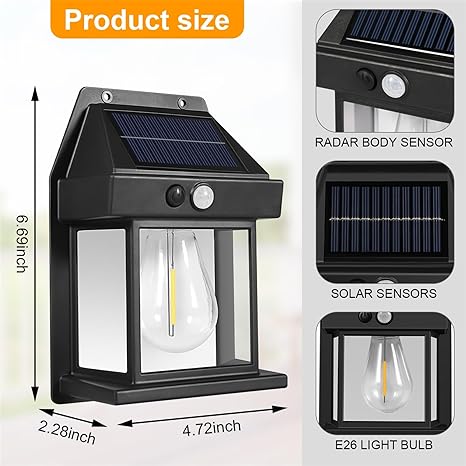 Pack 2 Focos Solar Exterior Muro Sensor 3 Modos