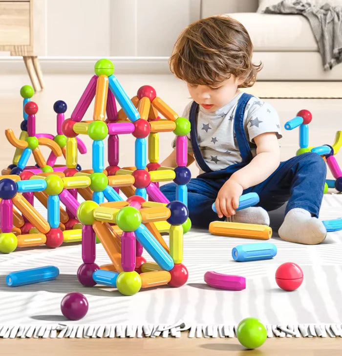 BuzzoXerex Magnetic Blocks – 45 Piezas De Bloques Magnéticos De Viaje Con Caja Metálica, Regalo Educativo Para Niños +3 Años