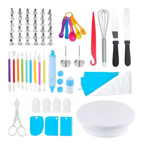 Kit Decoración Para Repostería Con Soporte Giratorio 66 Pcs.