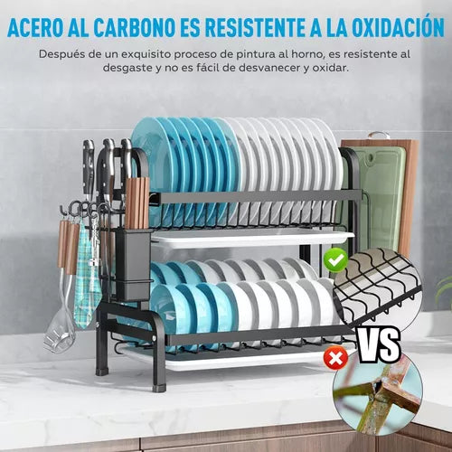 Escurridor Trastes Platos De 2 Niveles Acero Inoxidable