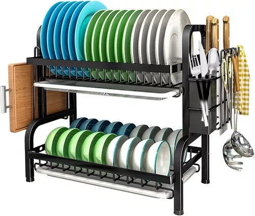 Escurridor Trastes Platos De 2 Niveles Acero Inoxidable