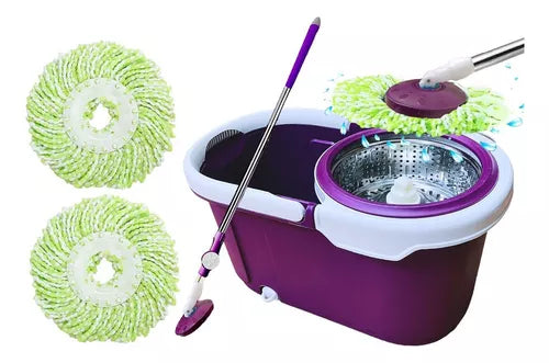 Mopa Giratoria Auto Exprimible🧹 + Balde 🪣 + Mopa de Repuesto 🎁