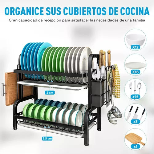 Escurridor Trastes Platos De 2 Niveles Acero Inoxidable