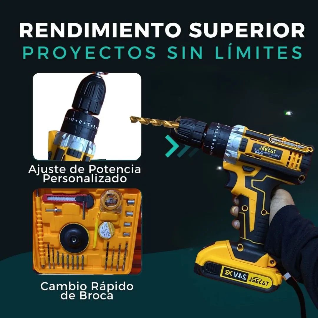 Taladro con Pulidora + Set Herramientas Tasbel