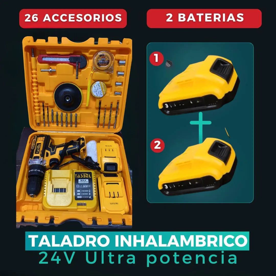 Taladro con Pulidora + Set Herramientas Tasbel