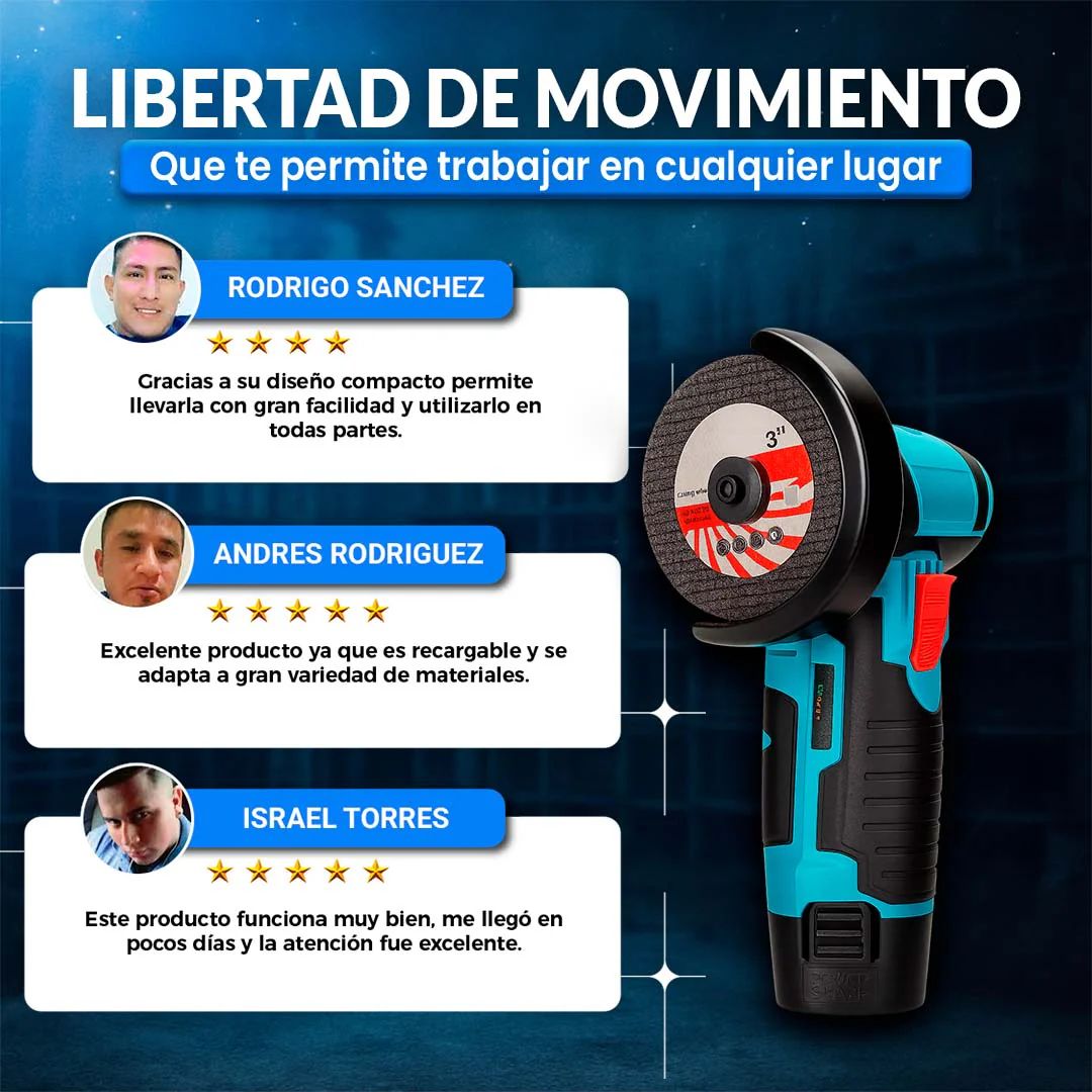 MINI ESMERIL ANGULAR AMOLADORA INALAMBRICO RECARGABLE