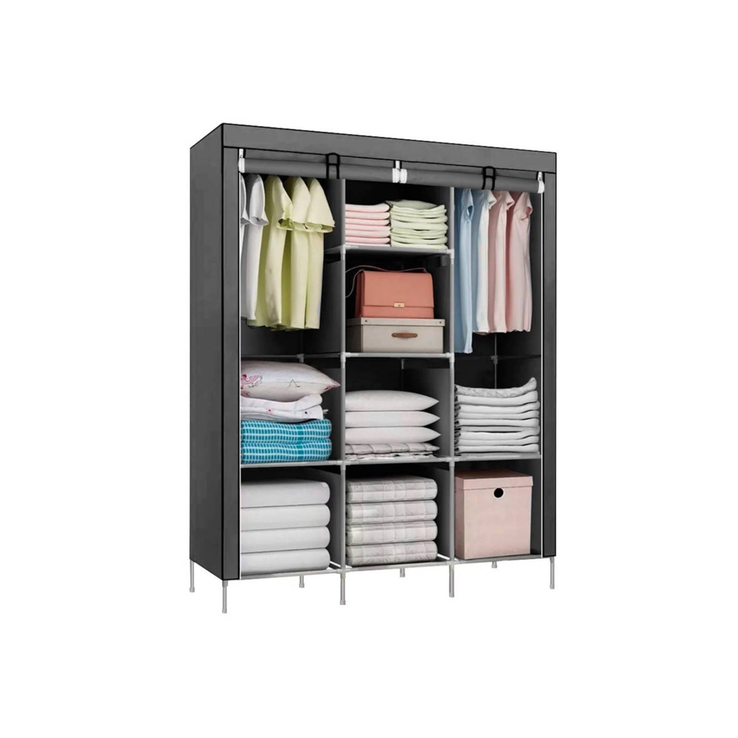 Closet Ropero de Tela Armable Decoteam con 8 Estantes.