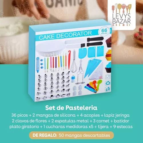 Kit Decoración Para Repostería Con Soporte Giratorio 66 Pcs.