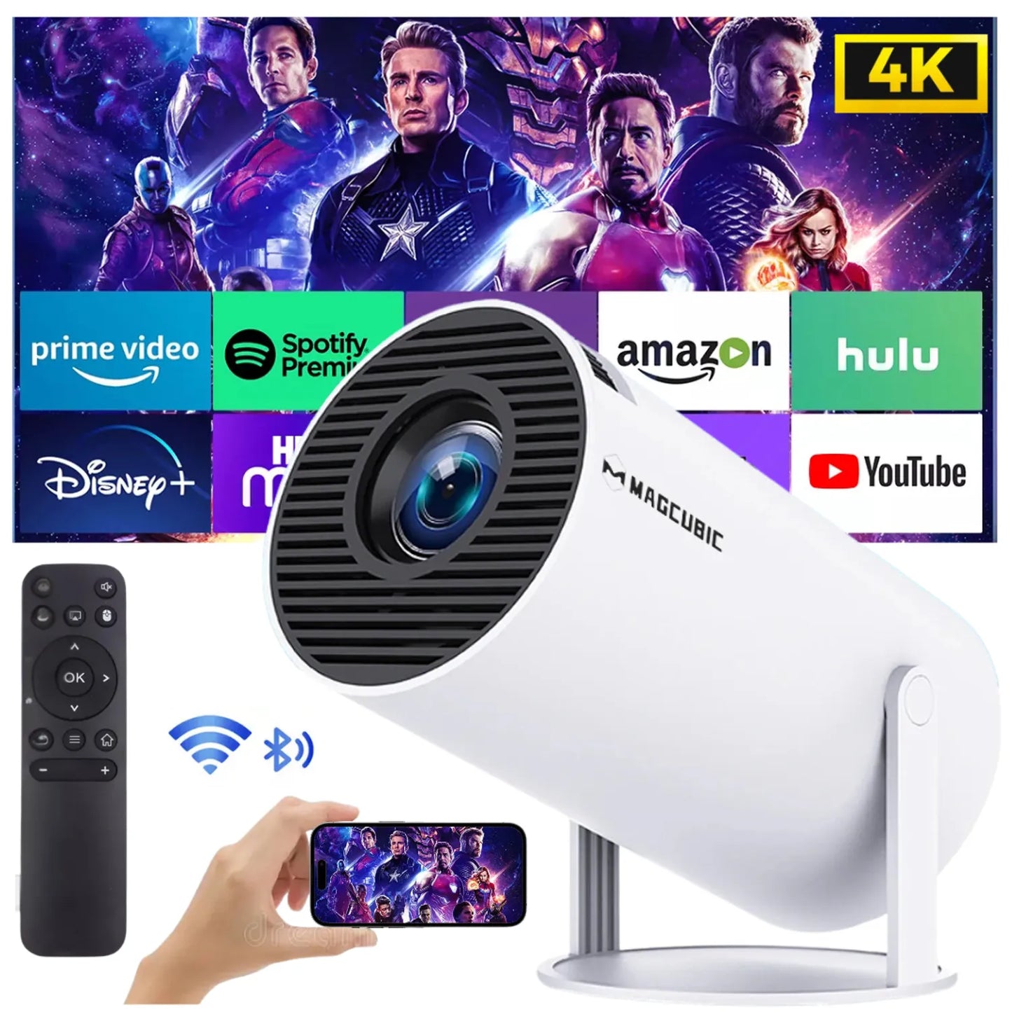 Proyector Mini Portatil Android Smart Tv 4k Hd Led 1080p con Magis Tv ✅🎥