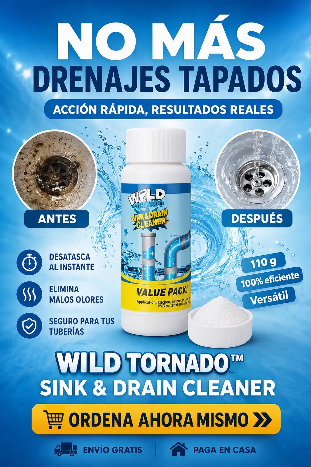 3x1 ¡Mega Promo! Súper Destapador de Cañerías Wild Tornado™ - Destapa absolutamente TODO