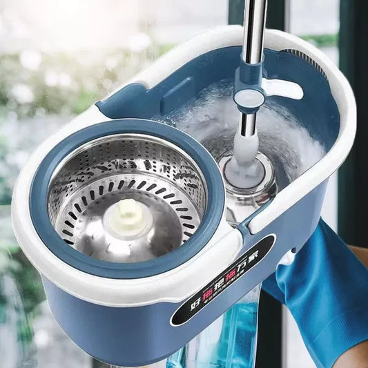 Mopa Giratoria Auto Exprimible🧹 + Balde 🪣 + Mopa de Repuesto 🎁