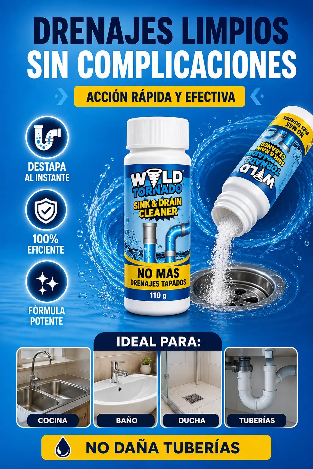 3x1 ¡Mega Promo! Súper Destapador de Cañerías Wild Tornado™ - Destapa absolutamente TODO