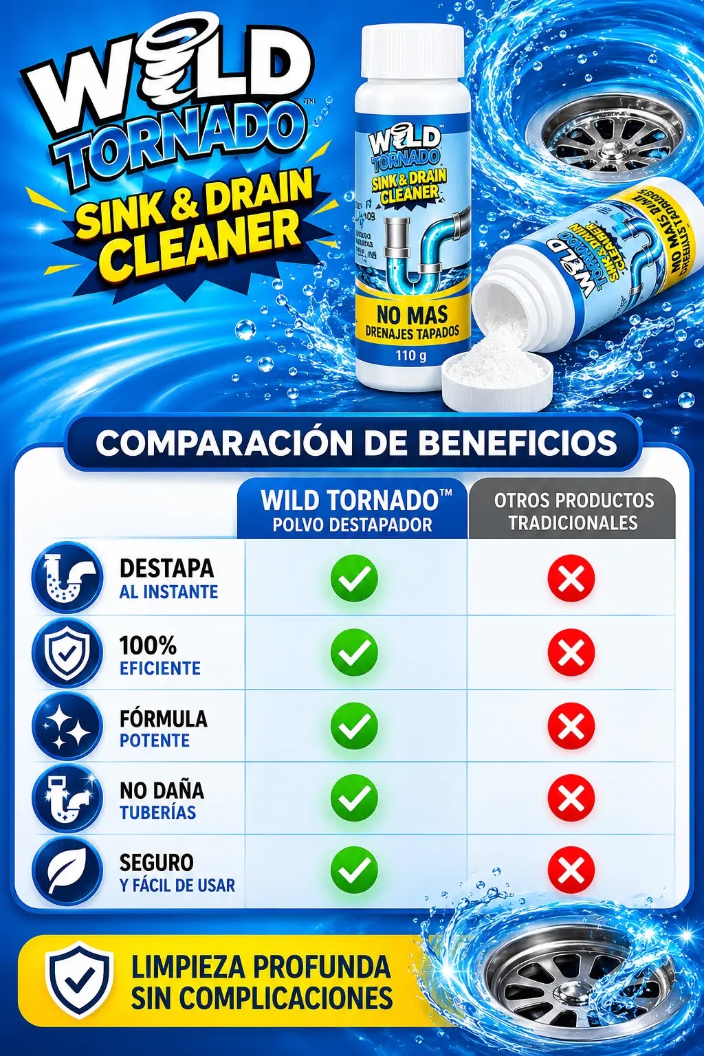 3x1 ¡Mega Promo! Súper Destapador de Cañerías Wild Tornado™ - Destapa absolutamente TODO