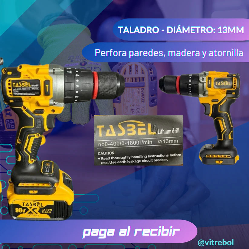 El Set Más Potente y duradero - Pistola de impacto, Taladro y Esmeril