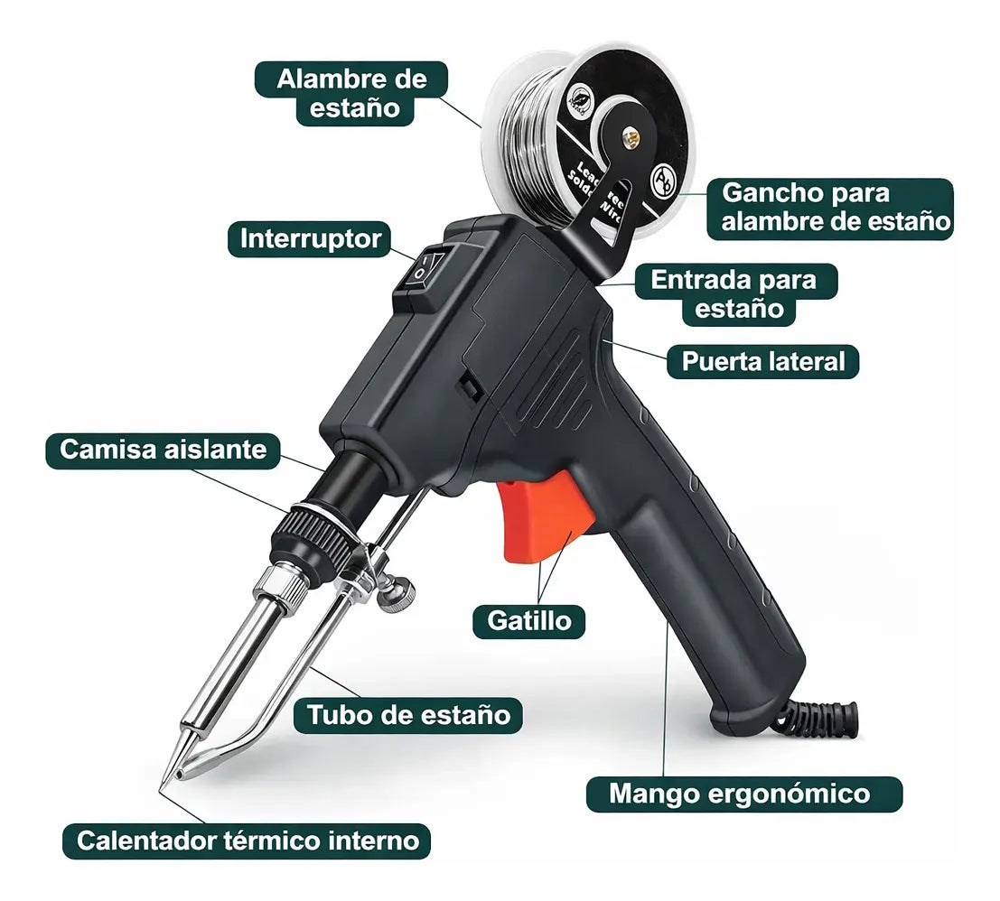 Pistola De Soldar Automática De Estaño 60w Cautín Soldadura