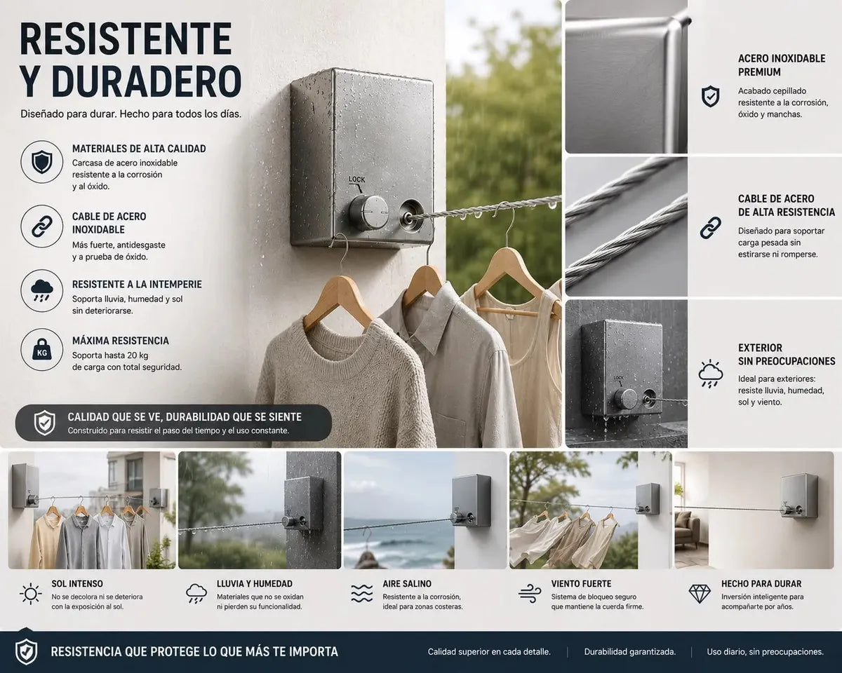 👕 Tendedero Retráctil de Pared — ¡Tendé la Ropa Sin Ocupar Espacio!
