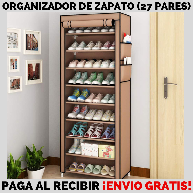 Rack Zapatero 9 niveles p/27 pares con cubierta desmontable👞 (ENVIÓ GRATIS)