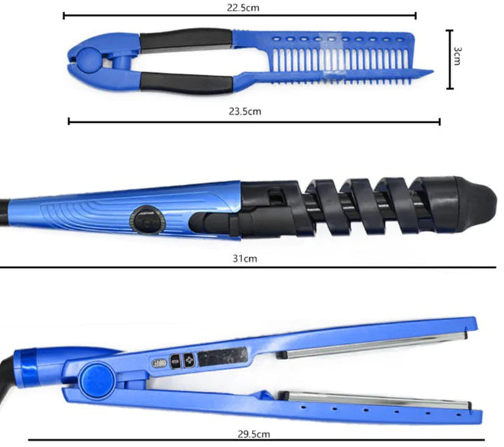 Combo plancha  pro Nano Titanium + Rizador y Cepillo