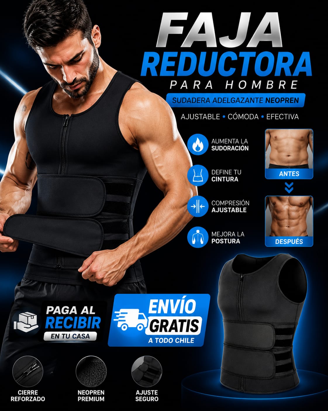 Faja Reductora Moldeador Hombre Barriga Fitness