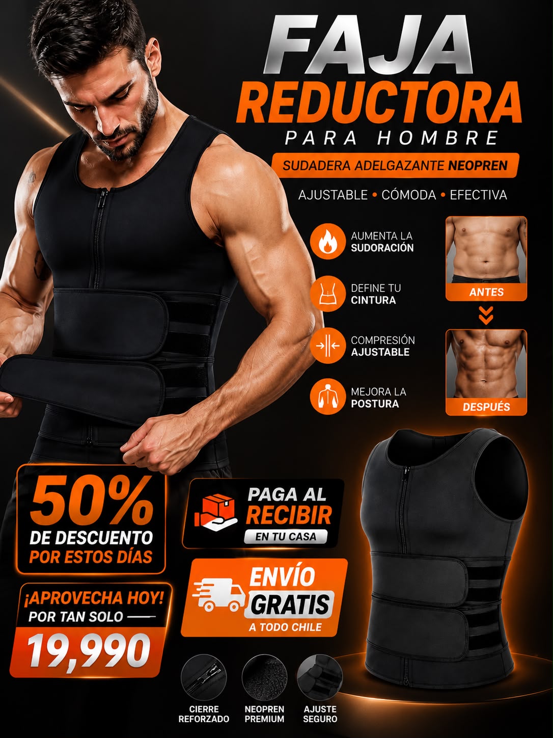 Faja Reductora Moldeador Hombre Barriga Fitness