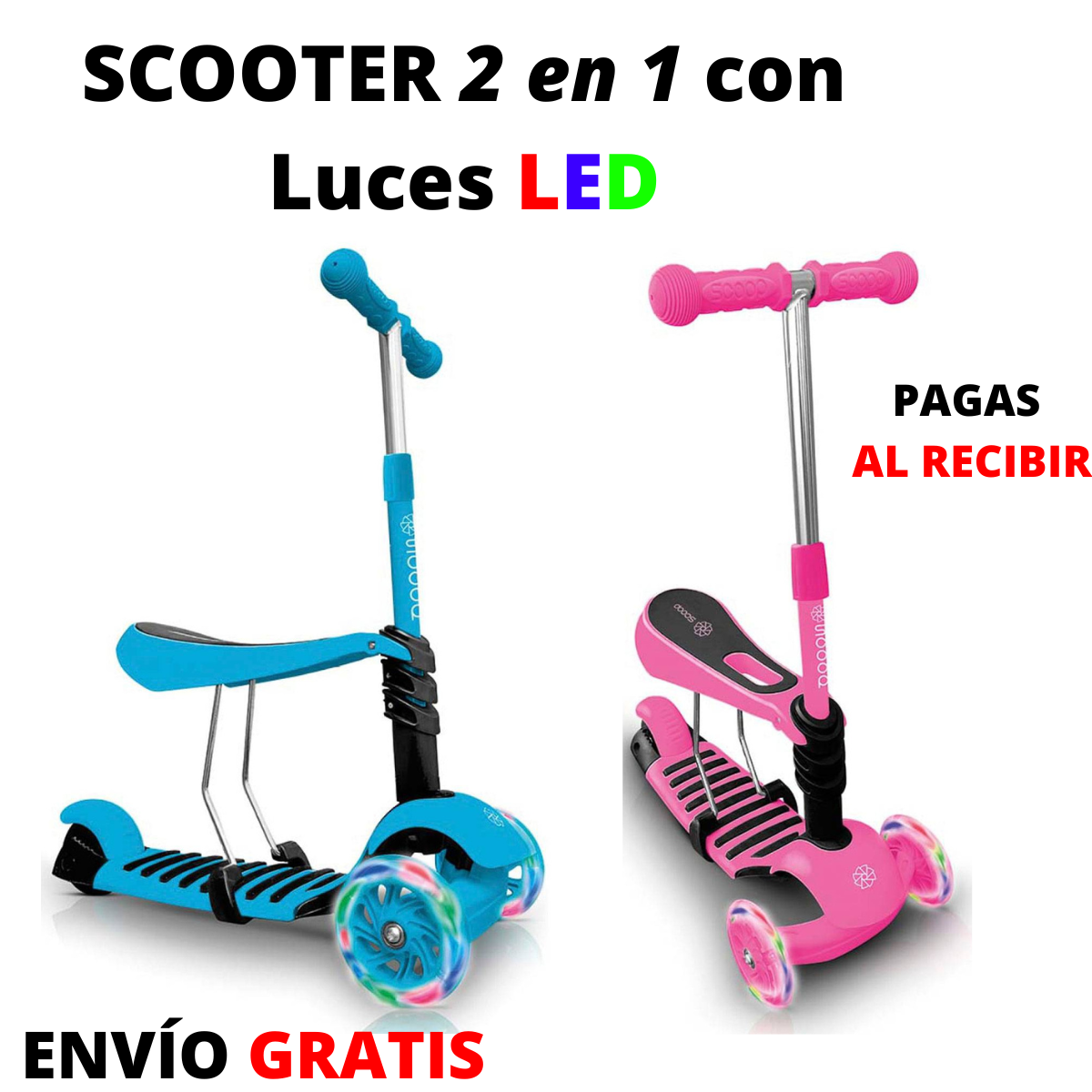 Scooter 2 en 1 con Luces LED